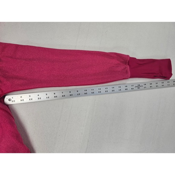 Lululemon Athletica Pink Heathered Zip Up Hoodie Jacket Women Size 8 Thumbholes - Picture 7 of 7